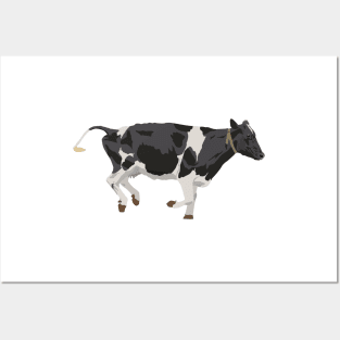 Running Black and White Cow Posters and Art